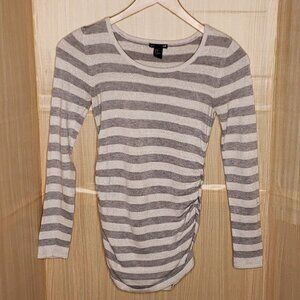 H&M Mama Womens White Silver Striped Tunic Sweater XS